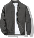 My Store Dark Grey Men's Bomber Jacket Fashion Stylish Lightweight Windbreaker Spring Fall Casual Jackets for Men