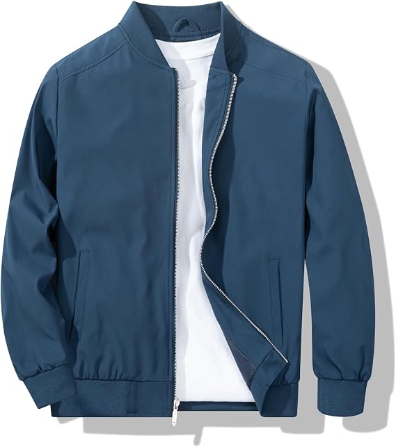My Store Royal Blue Men's Bomber Jacket Fashion Stylish Lightweight Windbreaker Spring Fall Casual Jackets for Men